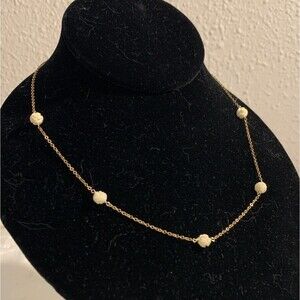 Vintage Antique Gold Filled Carved Roses Necklace 17” 1/20 12K